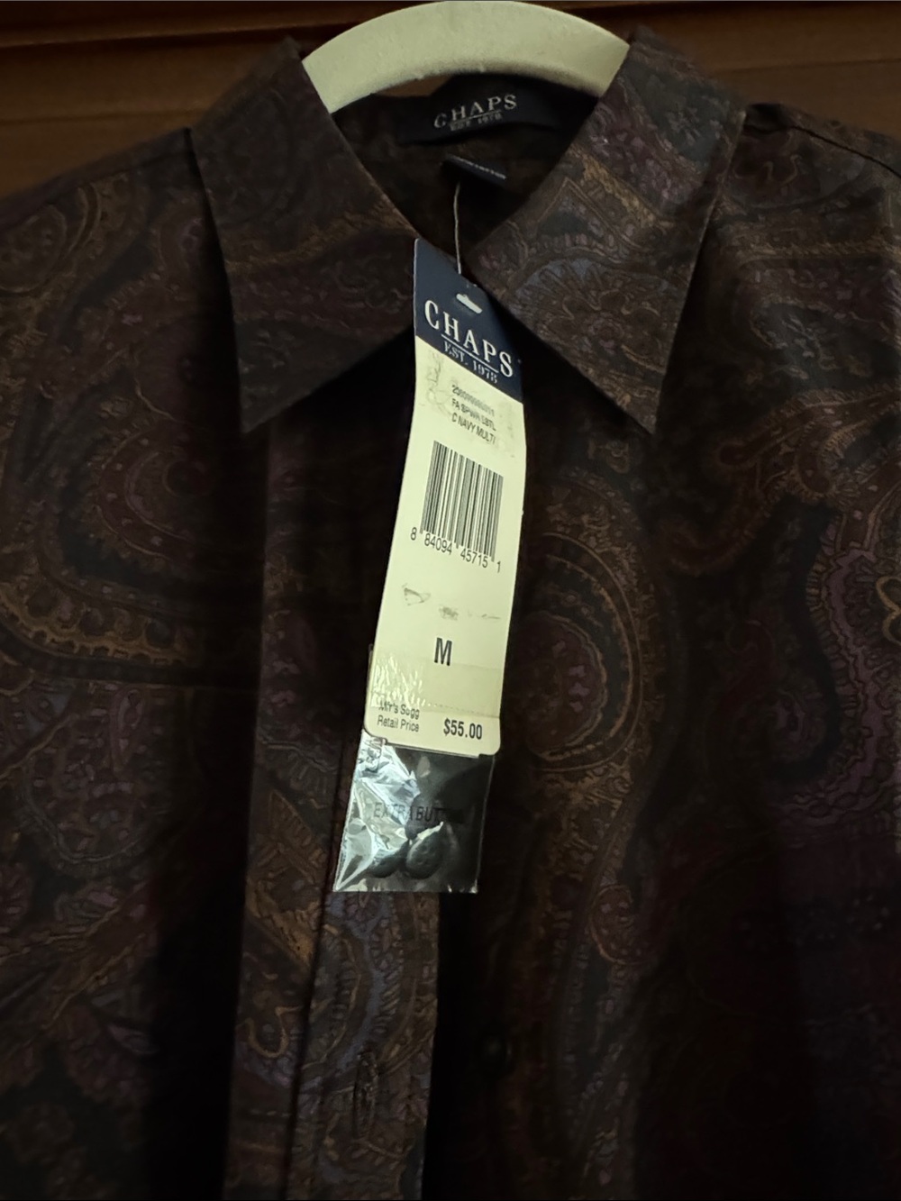 Chaps Women’s Dark Black/Golden Brown/Burgundy/Navy Paisley Shirt